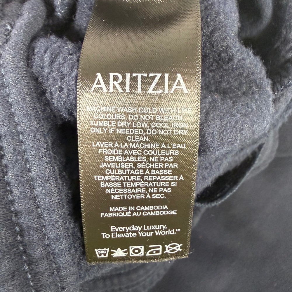 Aritzia Sweatfleece Boyfriend Wide Leg Sweatpants Womens Medium Navy Blue Cozy - Picture 9 of 11